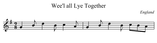 Wee'l all Lye Together - staff notation
