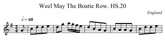 Weel May The Boatie Row. HS.20 - staff notation