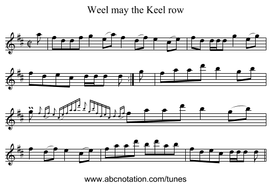 Weel may the Keel row - staff notation