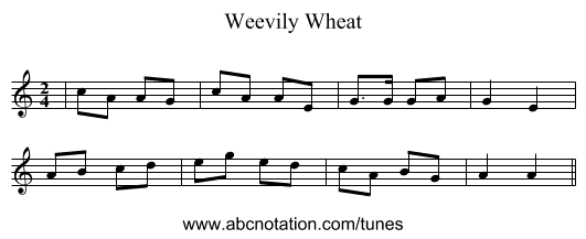 Weevily Wheat - staff notation