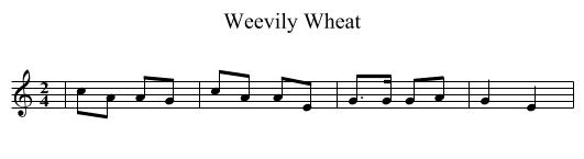 Weevily Wheat - staff notation