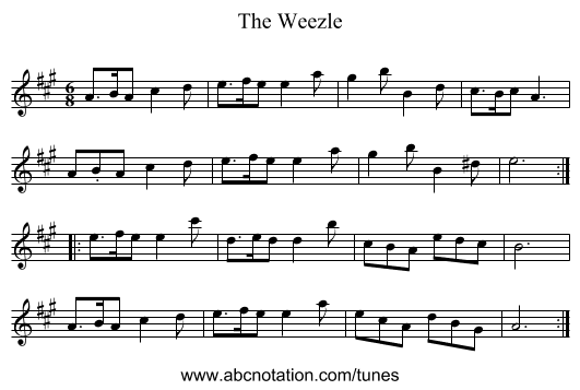 Weezle, The - staff notation