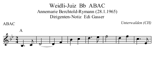 Weidli-Juiz  Bb  ABAC - staff notation