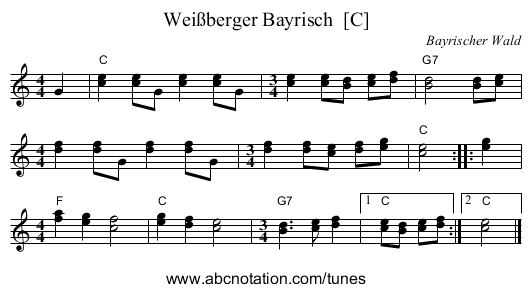Wei&szlig;berger Bayrisch  [C] - staff notation