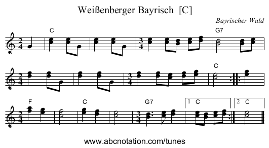 Wei&szlig;enberger Bayrisch  [C] - staff notation