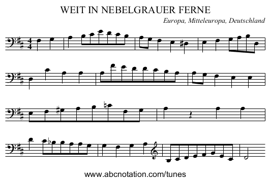 WEIT IN NEBELGRAUER FERNE - staff notation