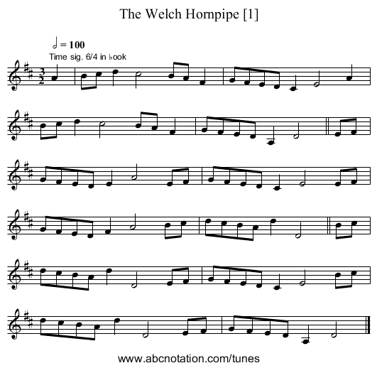 Welch Hornpipe [1], The - staff notation