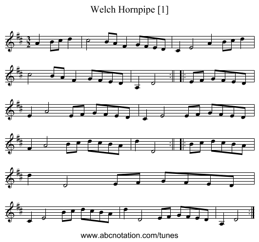 Welch Hornpipe [1] - staff notation