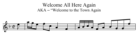 Welcome All Here Again - staff notation