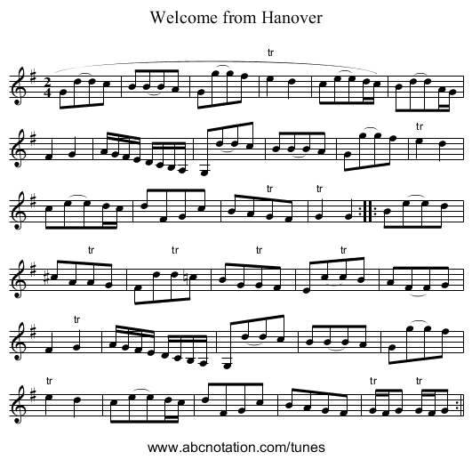 Welcome from Hanover - staff notation
