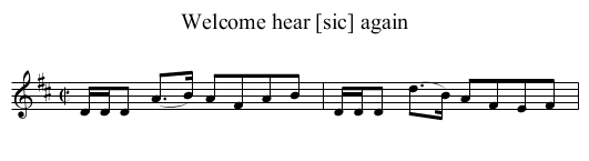 Welcome hear [sic] again - staff notation