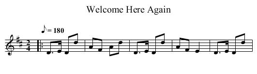 Welcome Here Again - staff notation