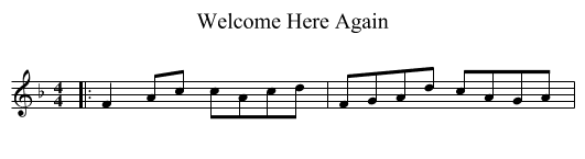 Welcome Here Again - staff notation
