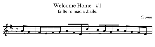 Welcome Home   #1 - staff notation