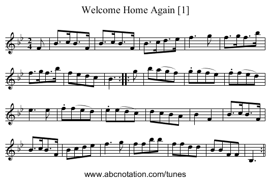 Welcome Home Again [1] - staff notation