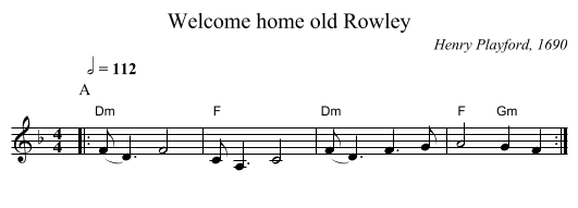 Welcome home old Rowley - staff notation