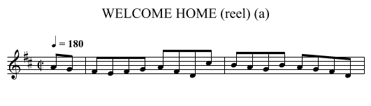 WELCOME HOME (reel) (a) - staff notation