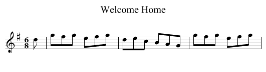 Welcome Home - staff notation