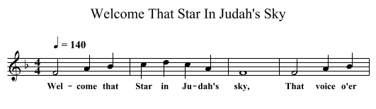Welcome That Star In Judah's Sky - staff notation