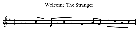 Welcome The Stranger - staff notation