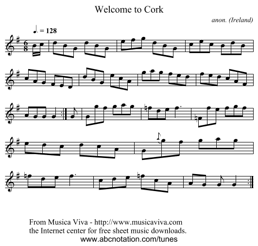 Welcome to Cork - staff notation
