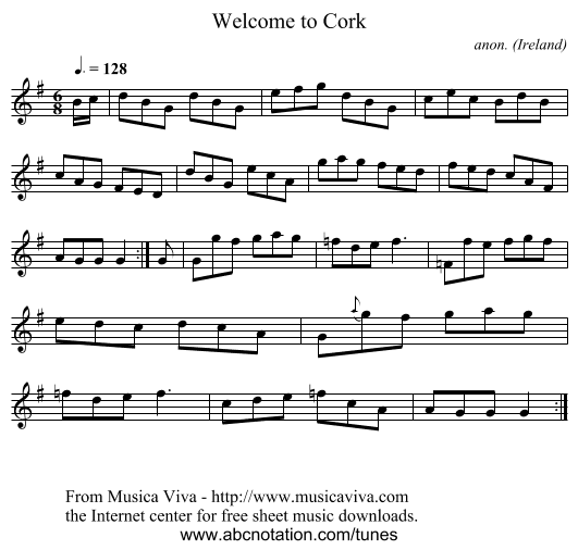 Welcome to Cork - staff notation