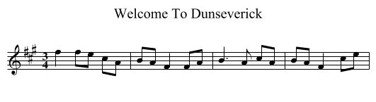 Welcome To Dunseverick - staff notation