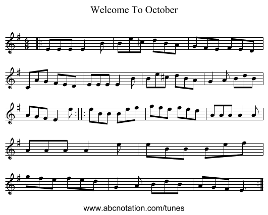 Welcome To October - staff notation