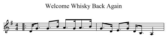 Welcome Whisky Back Again - staff notation