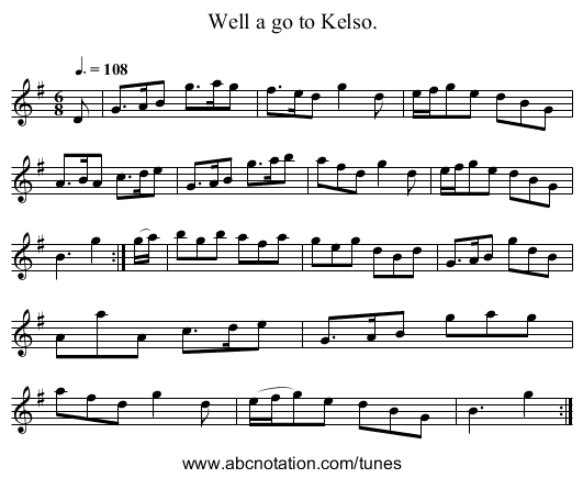 Well a go to Kelso. - staff notation