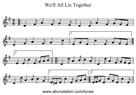 We'll All Lie Together - staff notation