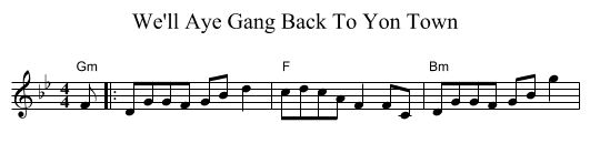 We'll Aye Gang Back To Yon Town - staff notation
