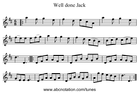 Well done Jack - staff notation