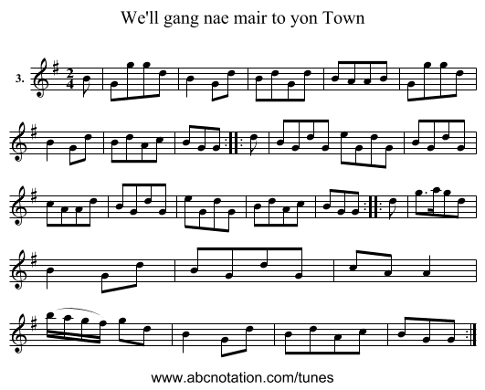 We'll gang nae mair to yon Town - staff notation