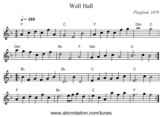 Well Hall - staff notation