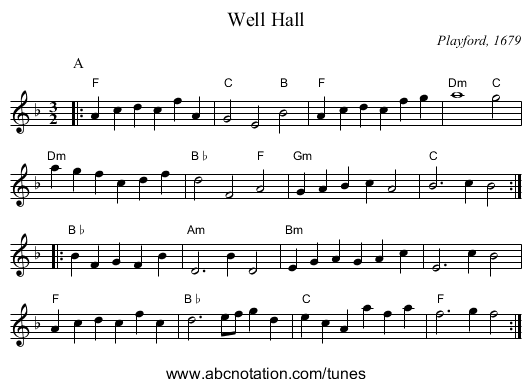 Well Hall - staff notation