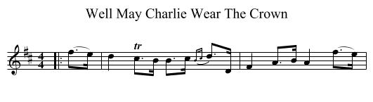 Well May Charlie Wear The Crown - staff notation