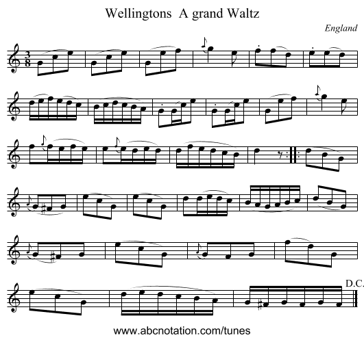 Wellingtons  A grand Waltz - staff notation