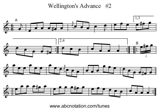 Wellington's Advance   #2 - staff notation