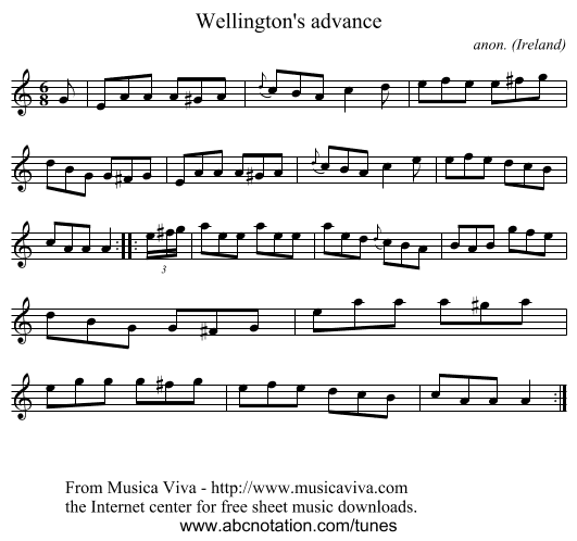 Wellington's advance - staff notation