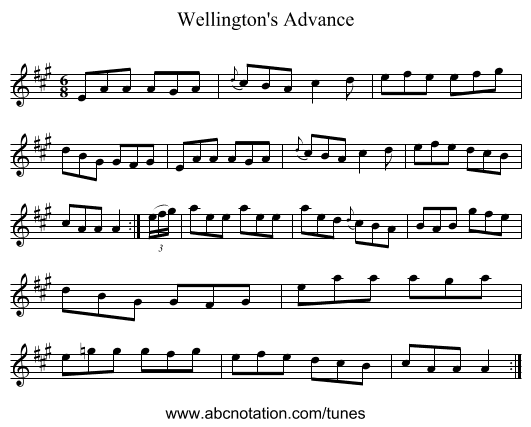 Wellington's Advance - staff notation