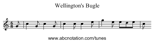 Wellington's Bugle - staff notation