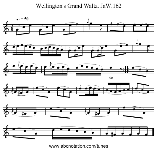 Wellington's Grand Waltz. JaW.162 - staff notation