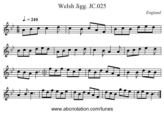 Welsh Jigg. JC.025 - staff notation