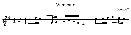 Wembalo - staff notation