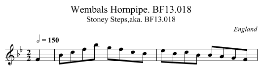 Wembals Hornpipe. BF13.018 - staff notation