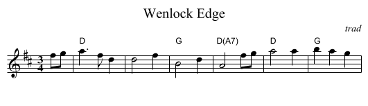 Wenlock Edge - staff notation