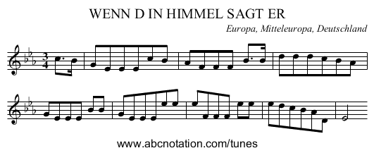 WENN D IN HIMMEL SAGT ER - staff notation