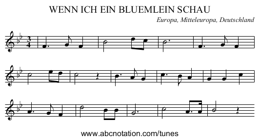 WENN ICH EIN BLUEMLEIN SCHAU - staff notation