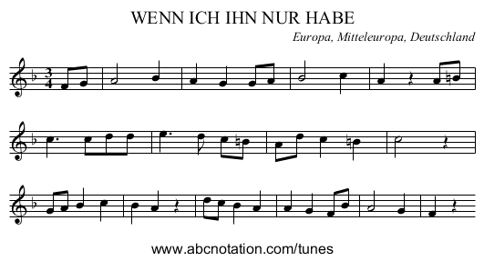 WENN ICH IHN NUR HABE - staff notation